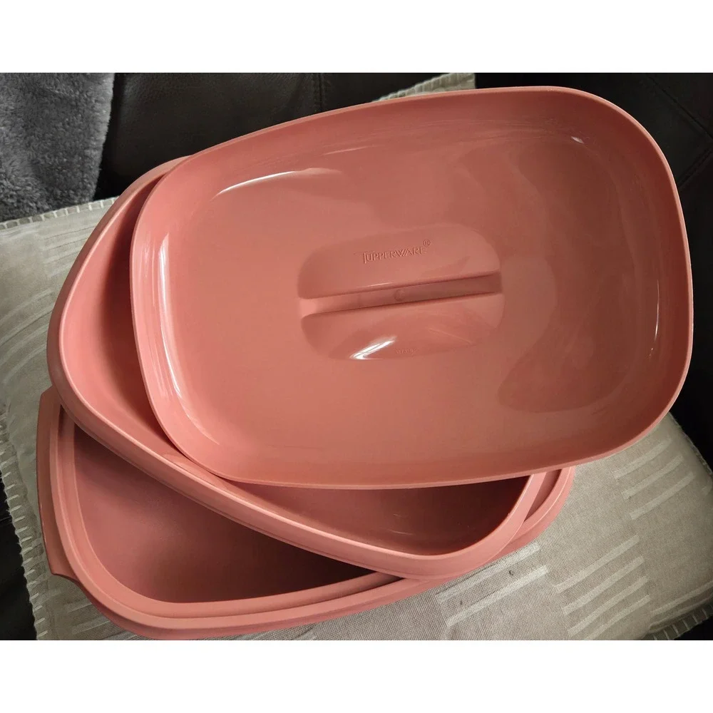 Tupperware Vtg Microwave Steamer 6 Cup 1.4L 3 Piece Set Pink‎ 1273-4 Made in USA